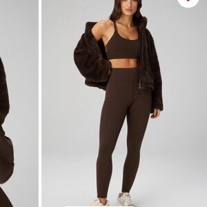 Fabletics Dark Brown Jacket and Leggings Ensemble